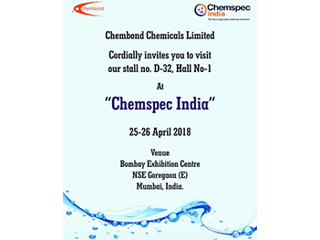 Chembond Chemicals Limited to participate in Chemspec India 2018